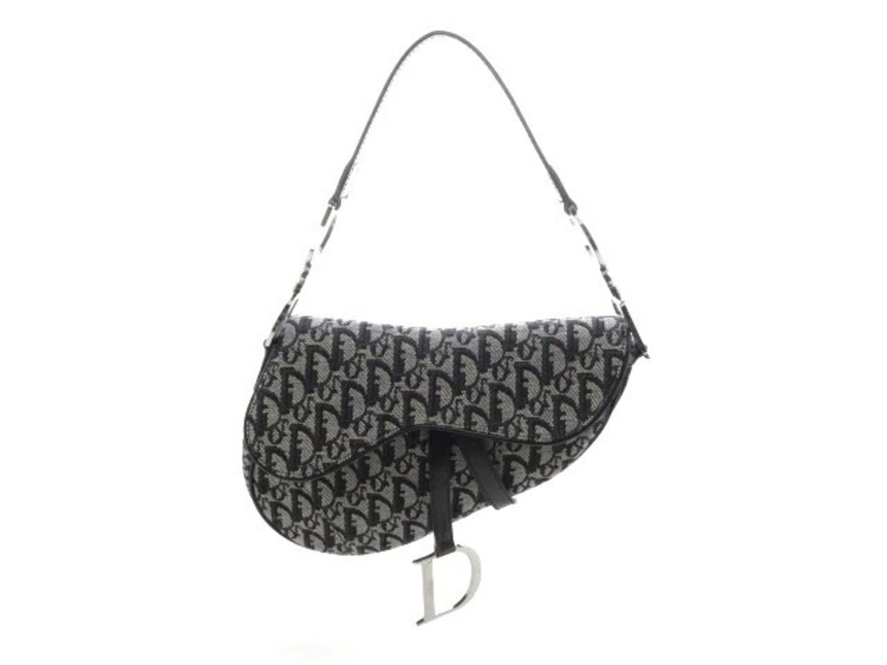 Christian Dior Trotter Saddle Bag Handbag Canvas Calfskin